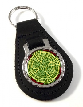 Irish Celtic Cross Leather Key Fob