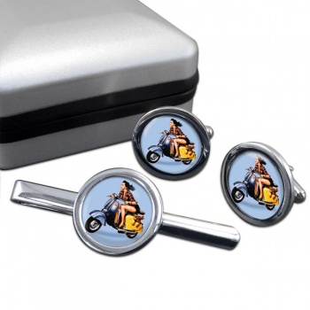 Iso Scooter Cufflink and Tie Clip Set