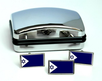 Israeli Navy Rectangle Cufflink and Tie Pin Set