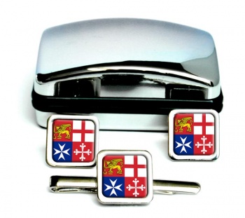 Italian Navy (Marina Militare) Square Cufflink and Tie Clip Set