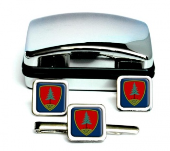 Brigata Meccanizata Pinerolo (Italian Army) Square Cufflink and Tie Clip Set
