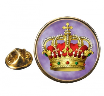 Italian King's Crown Round Pin Badge