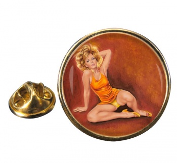 Jeanette Pin-up Girl Round Pin Badge