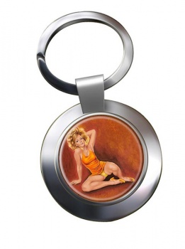 Jeanette Pin-up Girl Chrome Key Ring