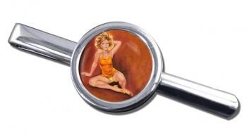 Jeanette Pin-up Girl Round Tie Clip