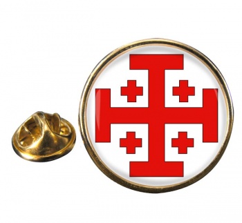 Jerusalem Cross (Holy Sepulchre) Round Pin Badge