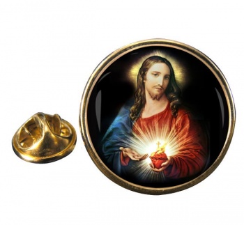 Sacred Heart of Jesus Round Pin Badge