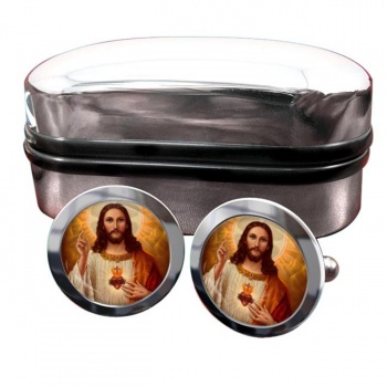 Jesus Sacred Heart Round Cufflinks