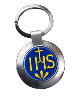 Society of Jesus (Jesuit) Leather Chrome Key Ring