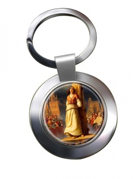 Martyrdom of St. Joan Leather Chrome Key Ring