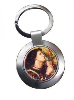 St. Joan of Arc by Rossetti Leather Chrome Key Ring