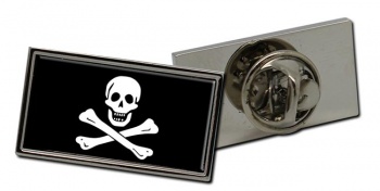 Skull and Crossbones Jolly Roger Rectangle Pin Badge