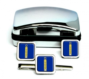 Masonic Lodge Junior Warden Square Cufflink and Tie Clip Set