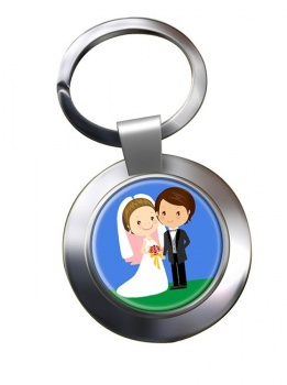 Just Married Chrome Key Ring