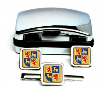 Kalmar (Sweden) Square Cufflink and Tie Clip Set