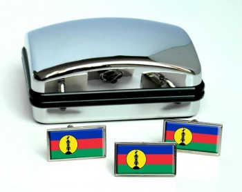 Kanak New Caledonia Flag Cufflink and Tie Pin Set