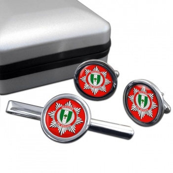 Kesteven Fire Brigade Round Cufflink and Tie Clip Set