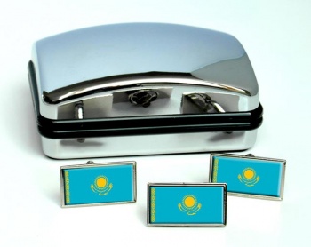 Kazakhstan Flag Cufflink and Tie Pin Set
