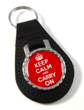 Keep Calm and Carry On Leather Key Fob