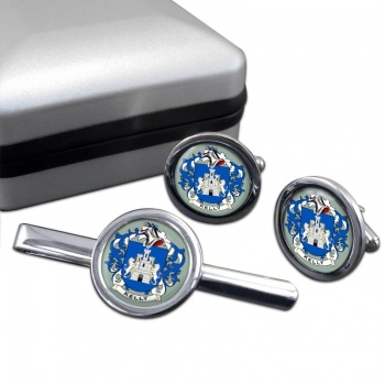 Kelly Coat of Arms Round Cufflink and Tie Clip Set