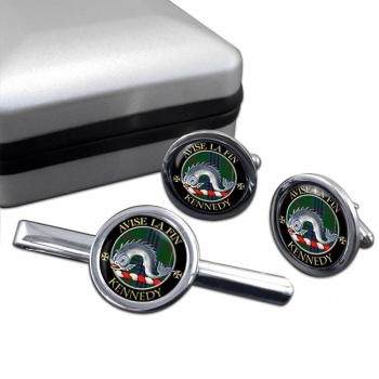 Kennedy Scottish Clan Round Cufflink and Tie Clip Set