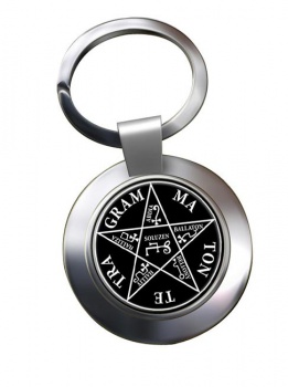 Key of Solomon Leather Chrome Key Ring