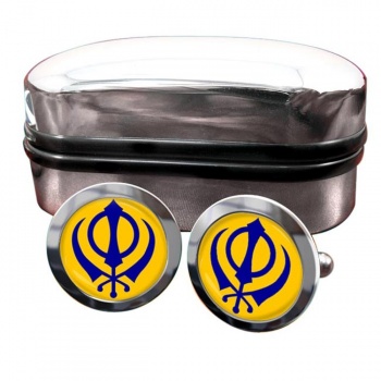 Khanda Round Cufflinks