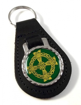 Celtic knot cross Leather Key Fob