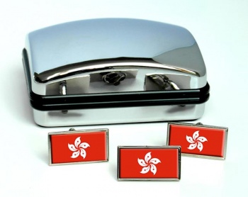 Hong Kong Flag Cufflink and Tie Pin Set