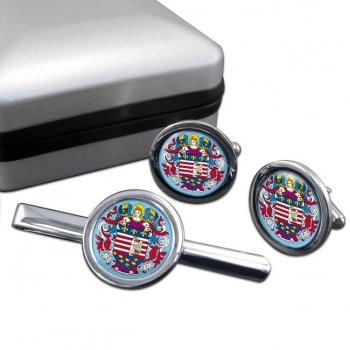 Kosice Round Cufflink and Tie Clip Set