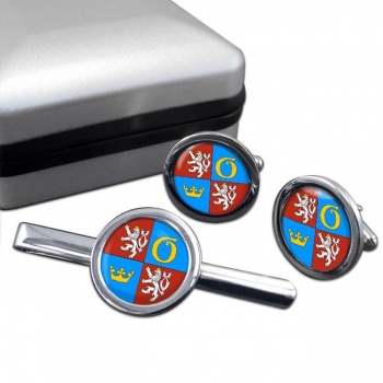 Kralovehradecky Kraj Round Cufflink and Tie Clip Set