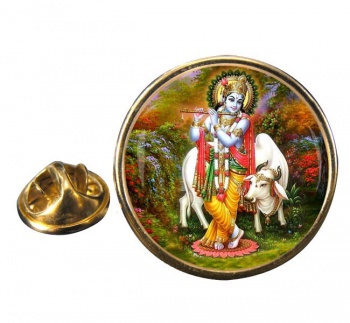Krishna Round Pin Badge