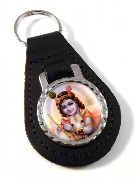 Infant Krishna Leather Key Fob