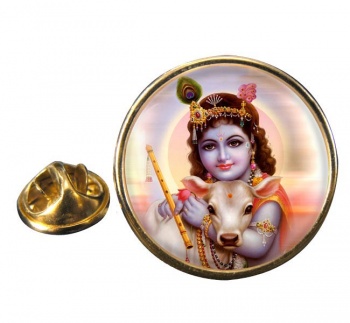 Infant Krishna Round Pin Badge