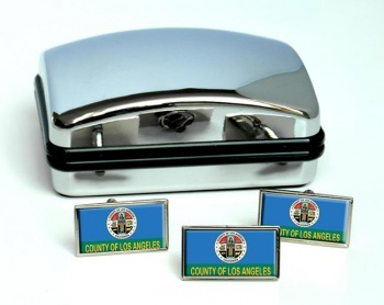 Los Angeles County CA Flag Cufflink and Tie Pin Set