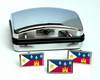 Lafayette LA Flag Cufflink and Tie Pin Set