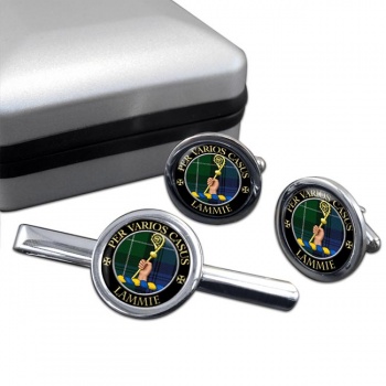 Lammie Scottish Clan Round Cufflink and Tie Clip Set