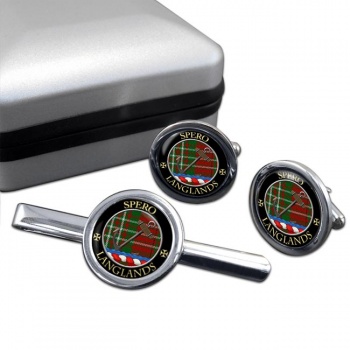 Langlands Scottish Clan Round Cufflink and Tie Clip Set