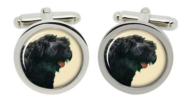 Black Russian Terrier Cufflinks in Chrome Box