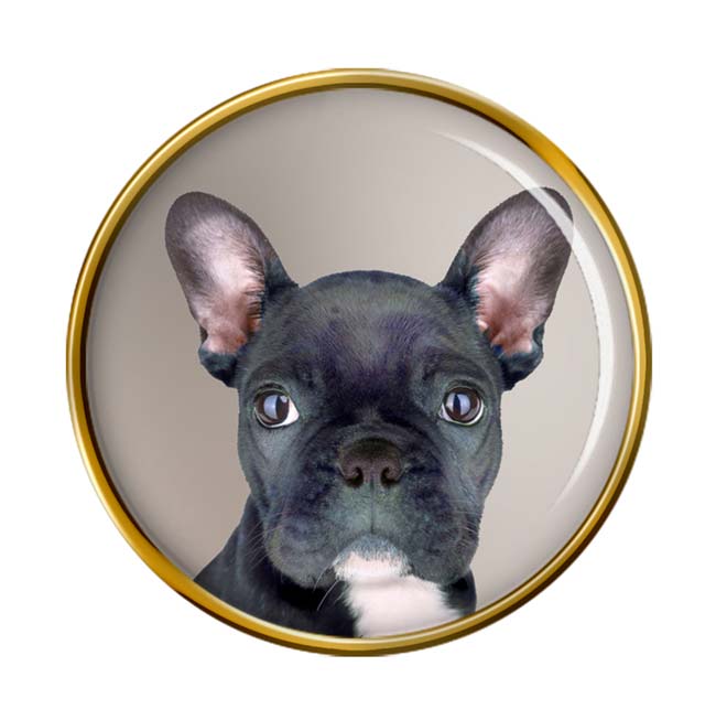 Blue French Bulldog Pin Badge