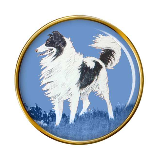 Collie on a Blue Field Pin Badge