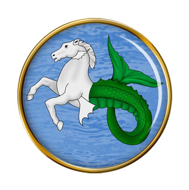 Heraldic Seahorse Pin Badge