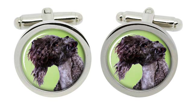 Kerry Blue Terrier Cufflinks in Chrome Box