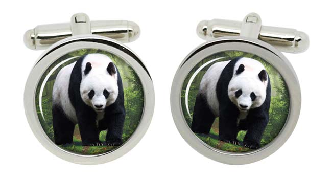 Panda Cufflinks in Chrome Box