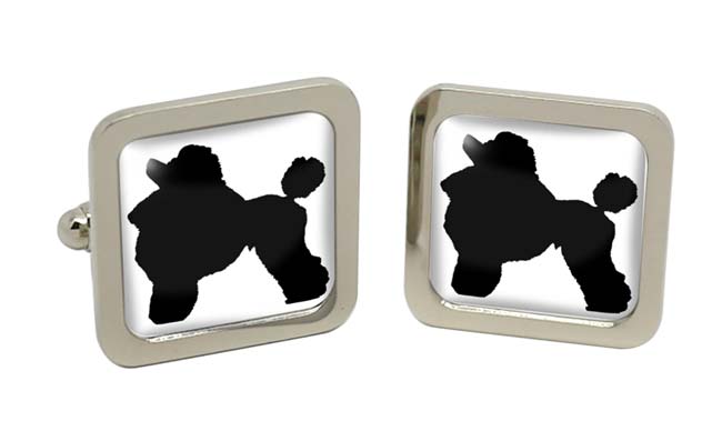 Poodle Square Cufflinks in Chrome Box