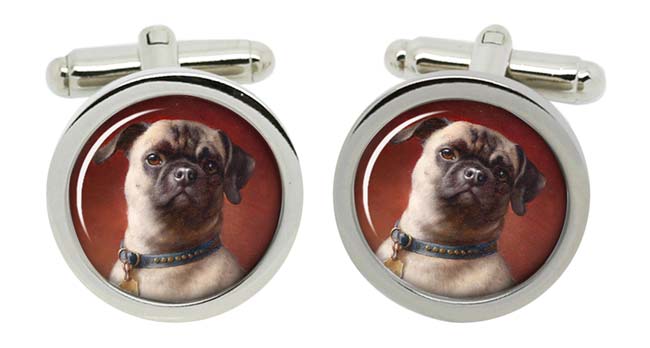 Pug Dog by Carl Reichert Cufflinks in Chrome Box