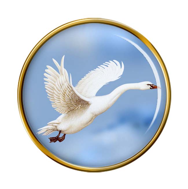 Swan in Flight Pin Badge