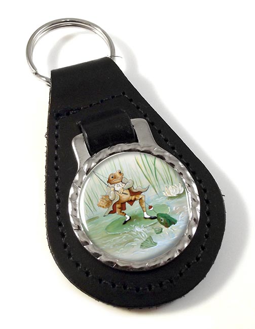 Angling Frog by Beatrix Potter Leather Key Fob