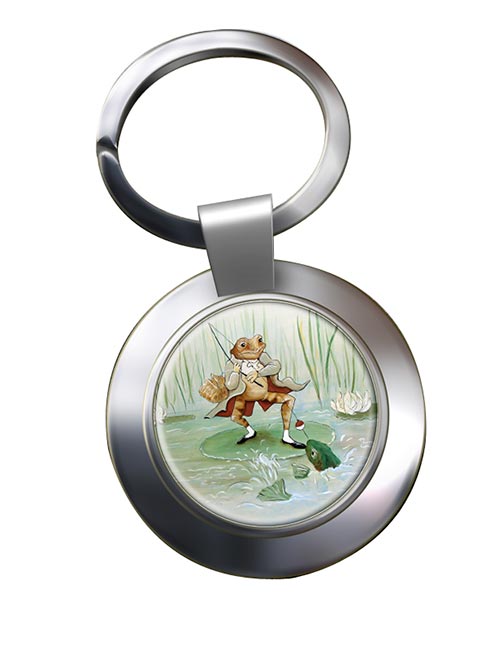 Angling Frog by Beatrix Potter Chrome Key Ring