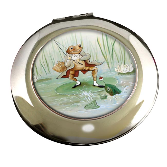 Angling Frog by Beatrix Potter Round Mirror